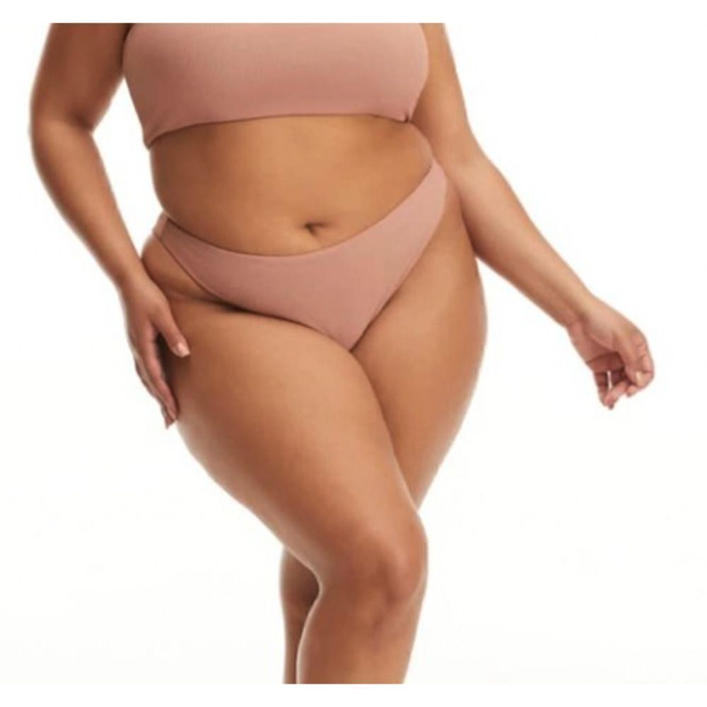 Good American Ribbed Better Bikini Bottom Cheeky in Desert Rose Size 8 / 5XL
